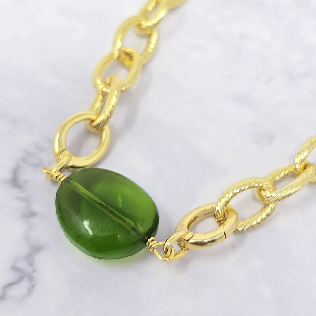Peridot August Birthstone Statement Pendant Necklace, 1 of 6