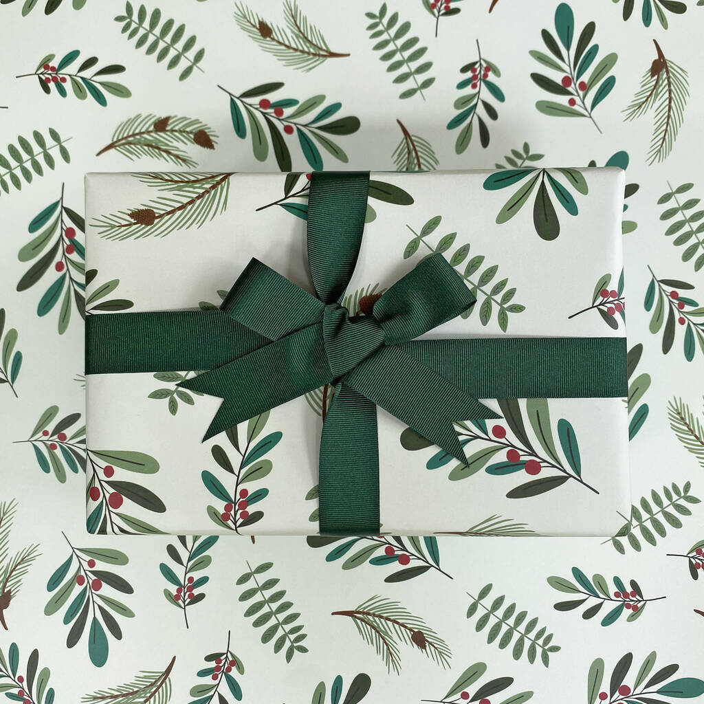 Christmas Wrapping Paper Christmas Foliage Design, 1 of 11