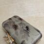 Grey Floral Rectangular Handcrafted Clutch Bag, thumbnail 2 of 5