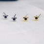 Tiny Sapphire Blue Cz Star Stud Earrings, thumbnail 2 of 11