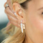 Silver And Biwa Pearl Earrings, thumbnail 2 of 4