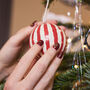 Christmas Stripe Papier Mache Bauble 7cm, Red And White, thumbnail 1 of 2