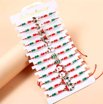 Christmas Jewellery, Beaded Charm Bracelets, Set Of Six Charms, 3 of 3