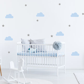 Cloud And Star Fabric Wall Stickers, 2 of 4