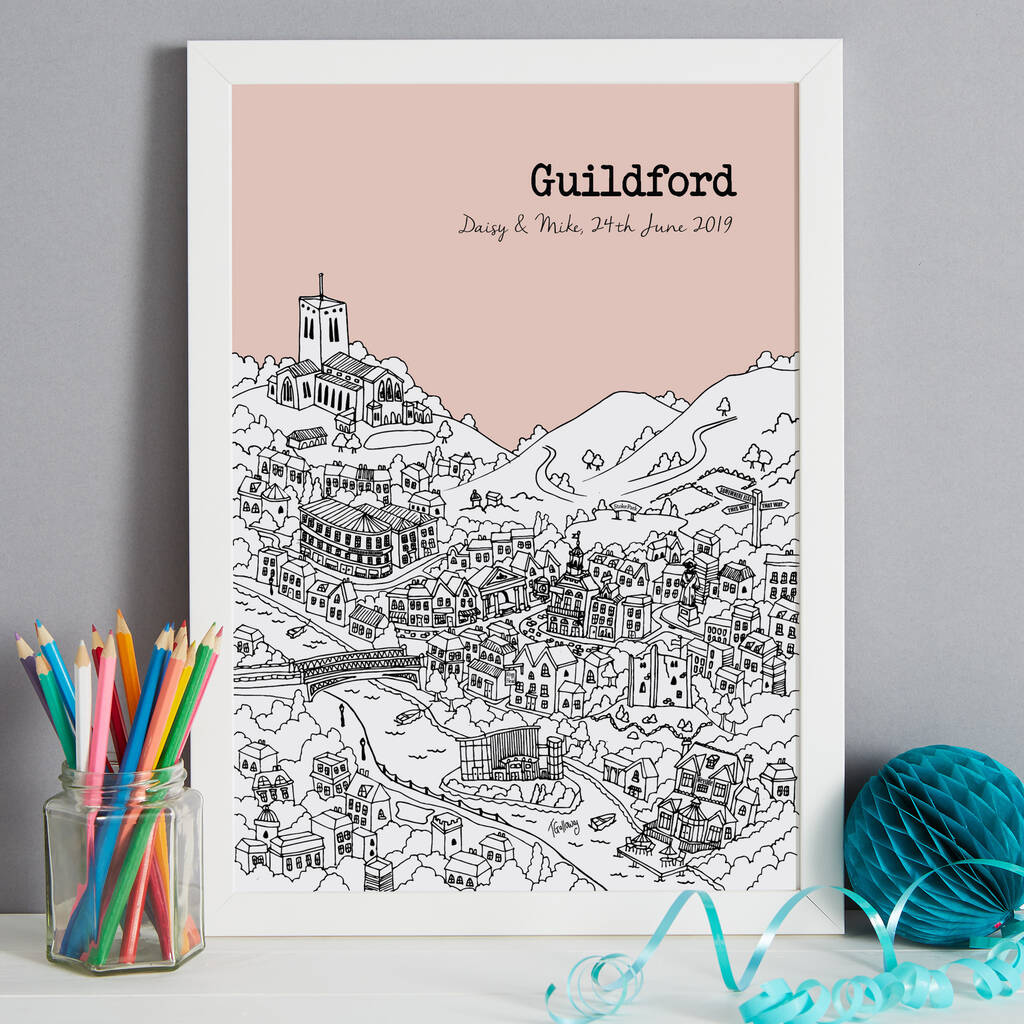 personalised guildford print by tessa galloway illustration