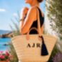 Personalised Straw Shopping Or Beach Bag Basket 30cm, thumbnail 1 of 11
