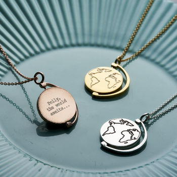 Personalised Spinning Globe Travel Necklace, 2 of 4