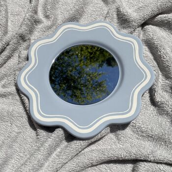 Scallop Edged Hand Painted Ceramic Accent Mirror, 3 of 6