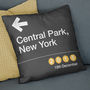 Personalised New York Subway Sign Location Cushion, thumbnail 1 of 4