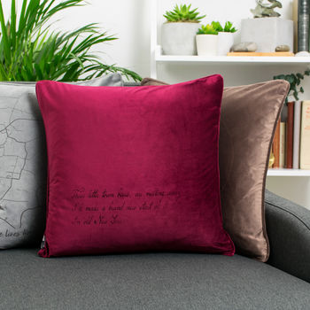 Velvet Favourite Quote Or Song Lyric Cushion, 6 of 12