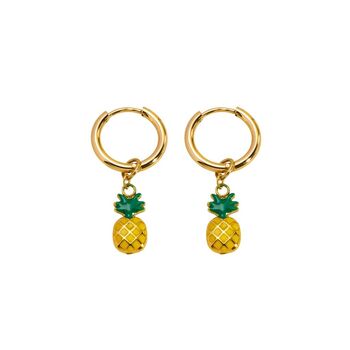 Pineapple Charm Hoop In Yellow And Gold, 2 of 3