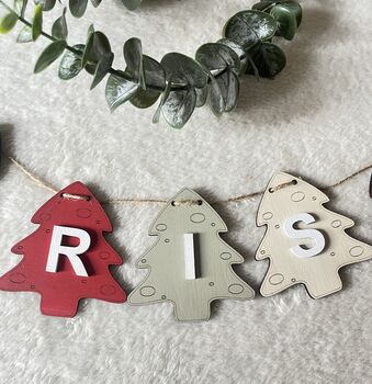 Christmas Tree Garland, Wooden Christmas Decoration, 6 of 7