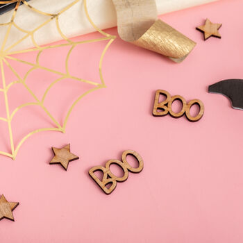 Wooden Boo And Stars Halloween Table Confetti, 2 of 2