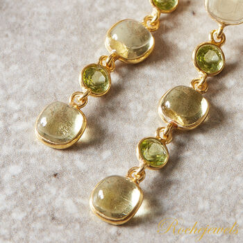 Lemon Quartz Long Drop Gold And Silver Earrings, 7 of 9