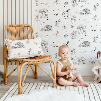 Woodland Creatures Wallpaper In Putty, 4 of 7