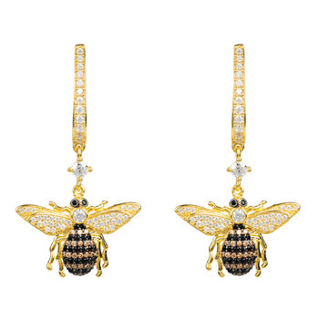 Honey Bee Drop Plated Silver Earring, 5 of 9