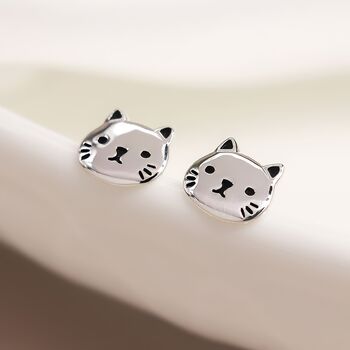 Sterling Silver Cat Stud Earrings, 3 of 7