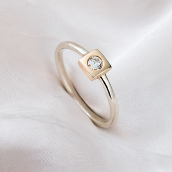 9ct Gold Square Diamond Engagement Ring, 3 of 9