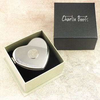 Personalised 70th Birthday Sixpence Heart Compact Mirror, 3 of 7