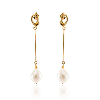 Pretzel Pearl Knot Earrings In 14k Gold Vermeil Plated, 2 of 9