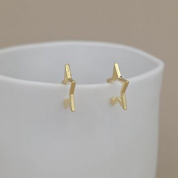 Gold Plated Open Star Stud Earrings, 2 of 3