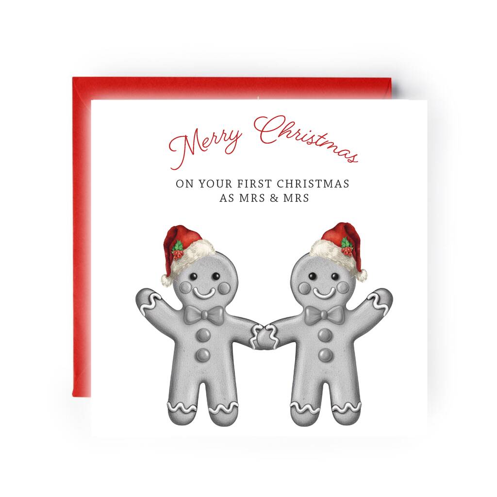Cute Gingerbread Mr And Mr First Christmas Card, 1 of 4