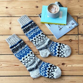 Fair Trade Hand Knitted Nordic Woollen Slipper Socks, 10 of 12