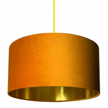 Rust Orange Velvet Lampshades With Gold Lining, 3 of 10