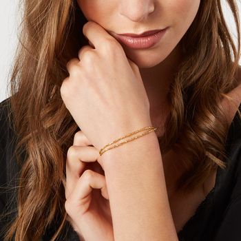 Tiny Yellow Gold Plated Nugget Wrap Bracelet, 2 of 8