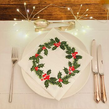 Christmas Holly Napkins ~ Compostable, 5 of 5