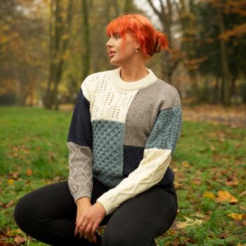 100% British Wool Ladies Knitted Jumper Ada, 3 of 4