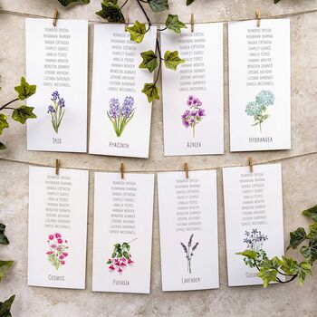 Floral Hanging Table Plan Cards, 3 of 6