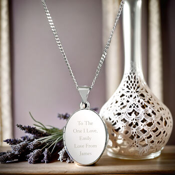 Personalised Sterling Silver Oval Locket Necklace, 3 of 9
