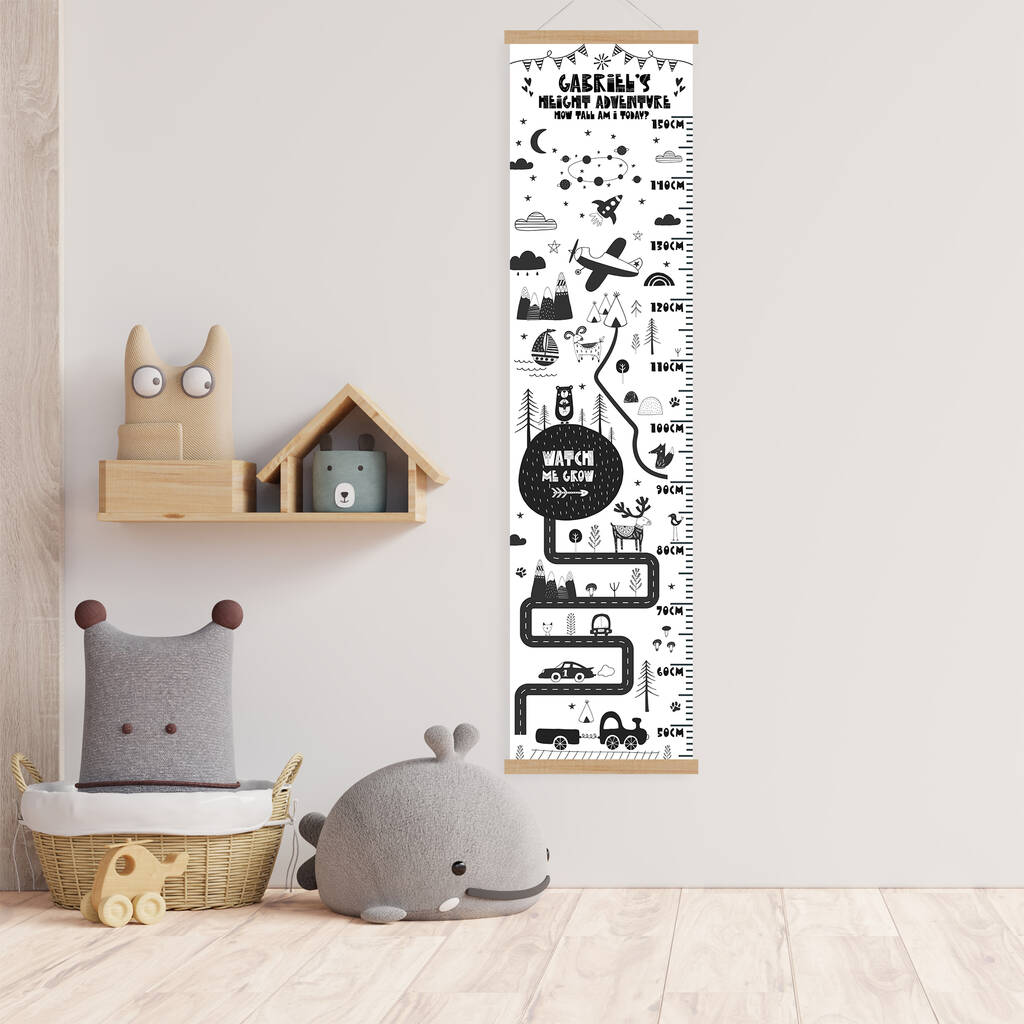 Personalised Monochrome Explorer Height Chart, 1 of 5