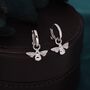 Sterling Silver Dangling Bee Hoop Earrings, thumbnail 1 of 11