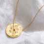 Birth Flower Disc Necklace In 18 Carat Gold Vermeil, thumbnail 1 of 12