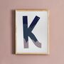 Purple And Blue Personalised Initial Letter Art Print, thumbnail 5 of 12