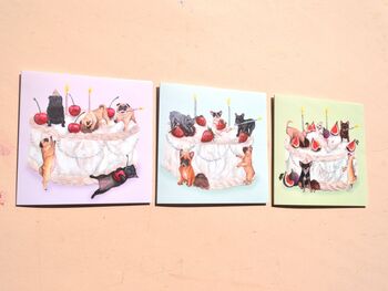 Pug Birthday Cream Cherry Cake Card, 7 of 7