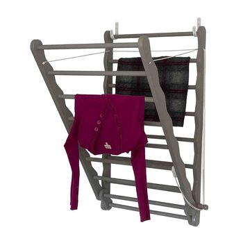 Wall Mounted Pine Laundry Ladder Drying Rack, 12 of 12