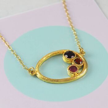 Sterling Silver Garnet And Ruby Oval Necklace, 3 of 5