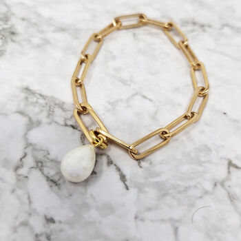 18k Gold Vermeil Plated Pearl Magic Link Bracelet, 2 of 4