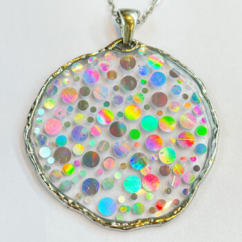 Medium Disco Necklace With Holographic Silver Sparkles, 2 of 12
