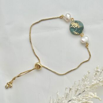 Clay And Freshwater Pearl Adjustable Handmade Bracelet, 9 of 10
