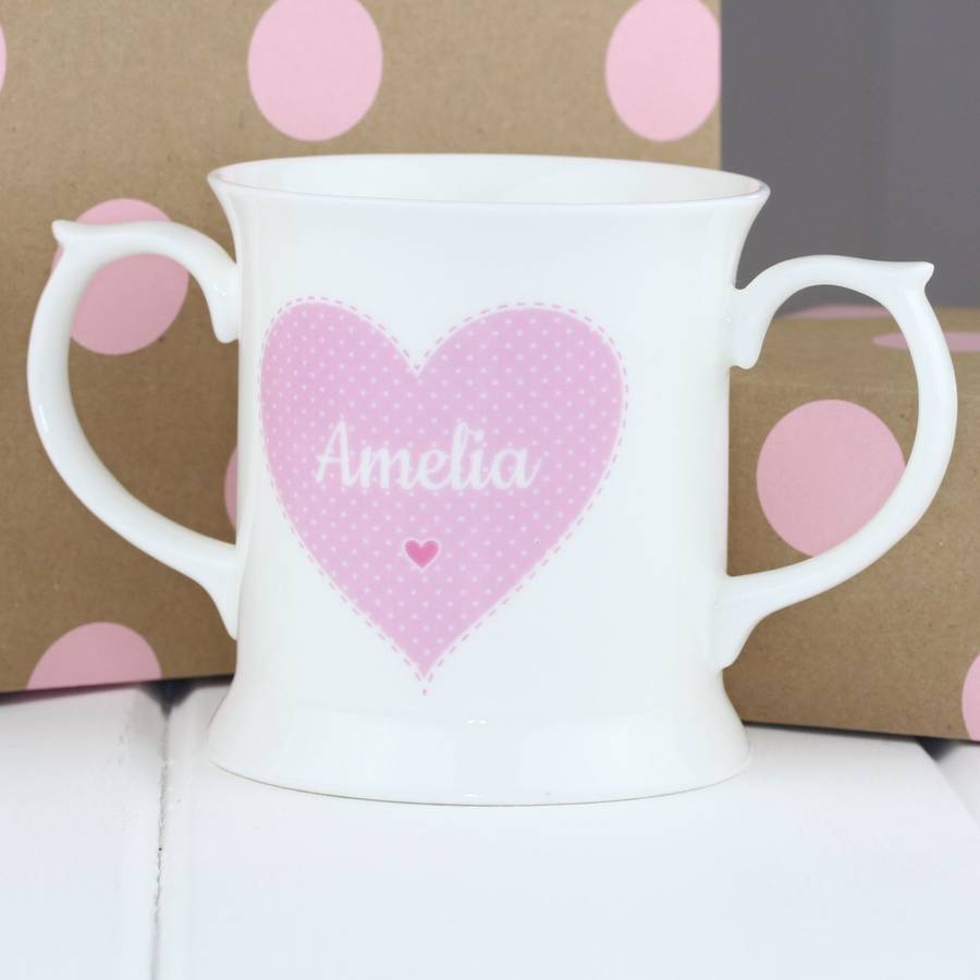 Personalised Children's Pink Christening Loving Mug By Nest