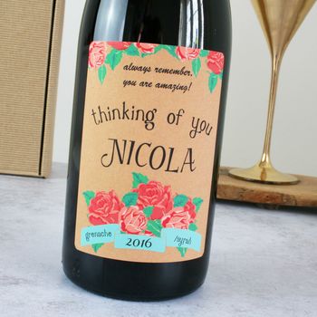 Personalised Thinking Of You Gift Wine, 3 of 5