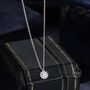 Clear Cz Halo Flower Pendant Necklace, thumbnail 1 of 12