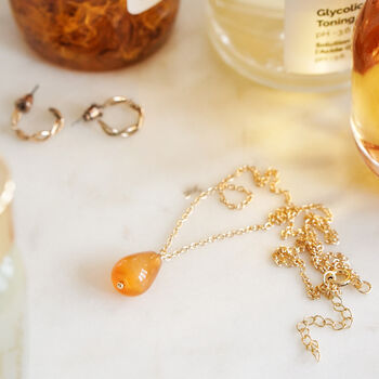 Orange Agate Crystal Pendant Necklace, 2 of 5