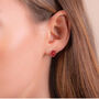 Red Druzy Round 18k Rose Gold Plated Earrings Studs, thumbnail 1 of 3
