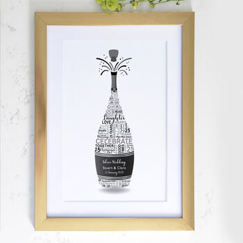 Personalised Silver Anniversary Champagne Word Art, 4 of 9