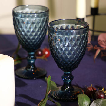 Set Of Four Midnight Blue Wine Goblets, 2 of 5